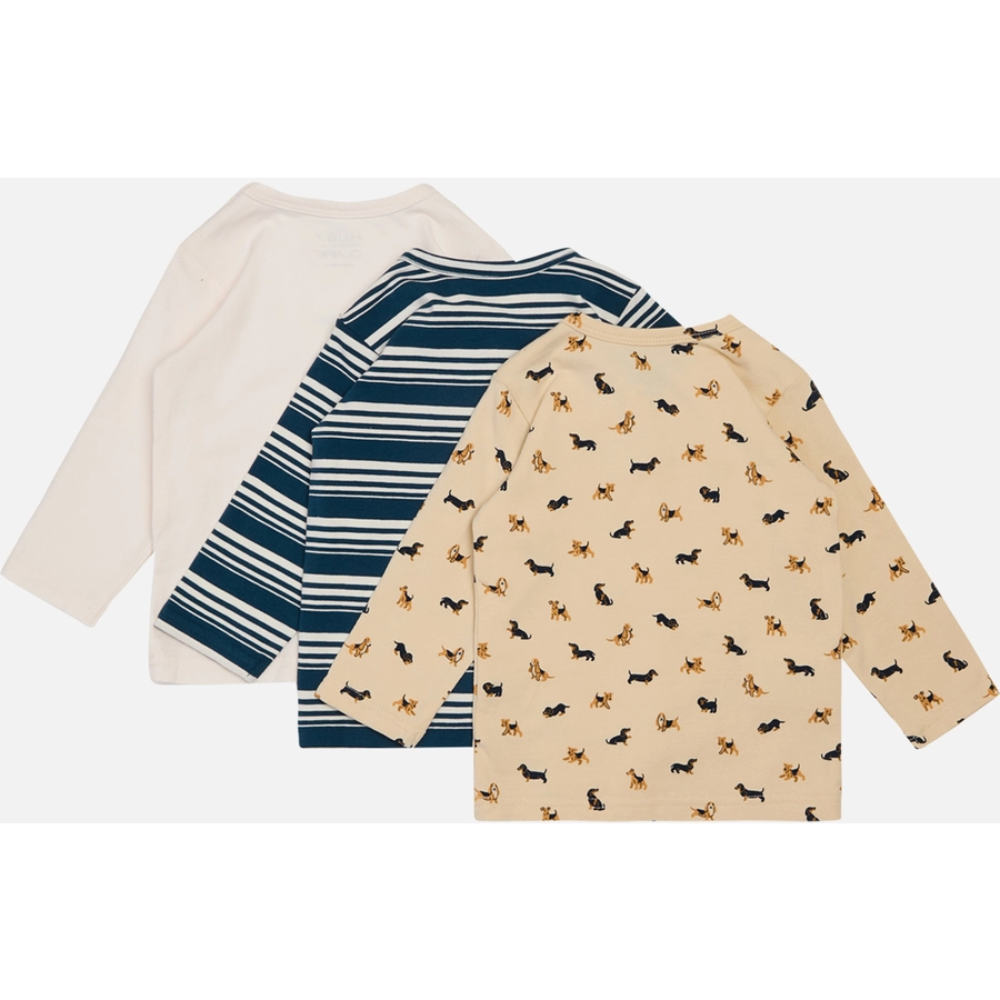 Hust & Claire Langarmshirt Albert White sand 3er Pack