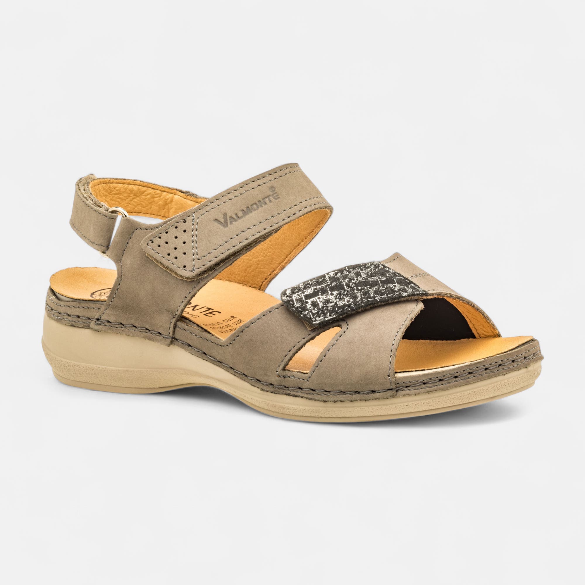 Nu-pieds confort Femme en cuir gris