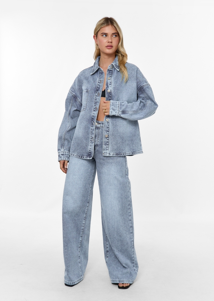 Wide leg classic jeans sea blauw