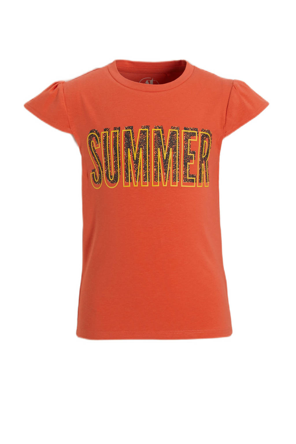 anytime T-shirt met printopdruk koraalrood