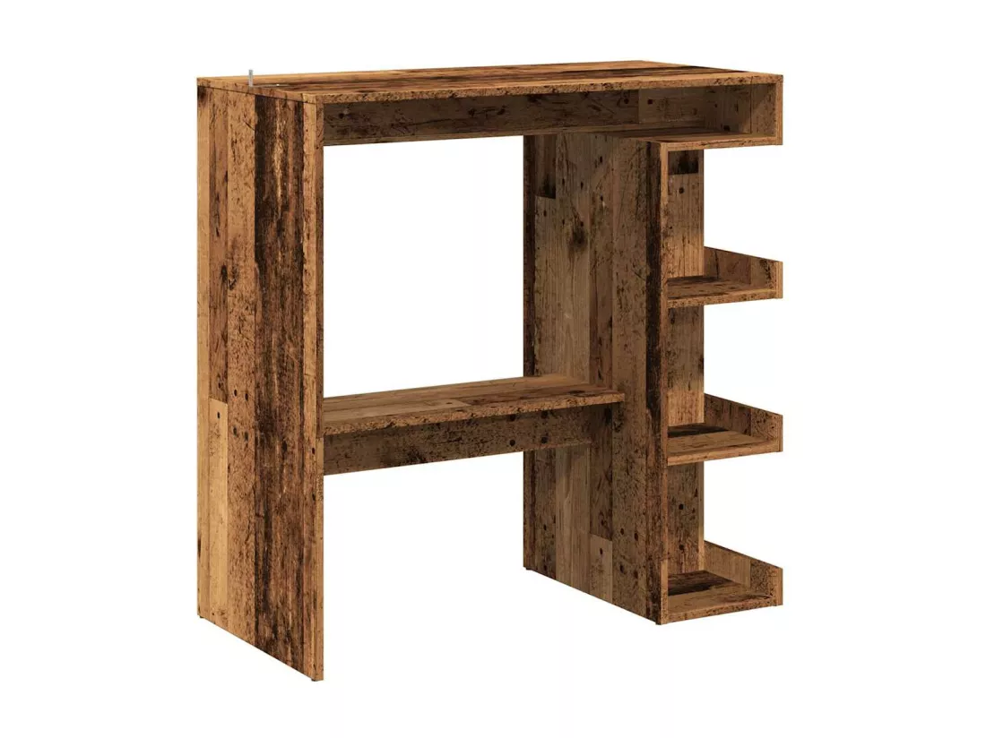 Table de bar étagère de rangement vieux bois 100 x 48 x 101,5cm