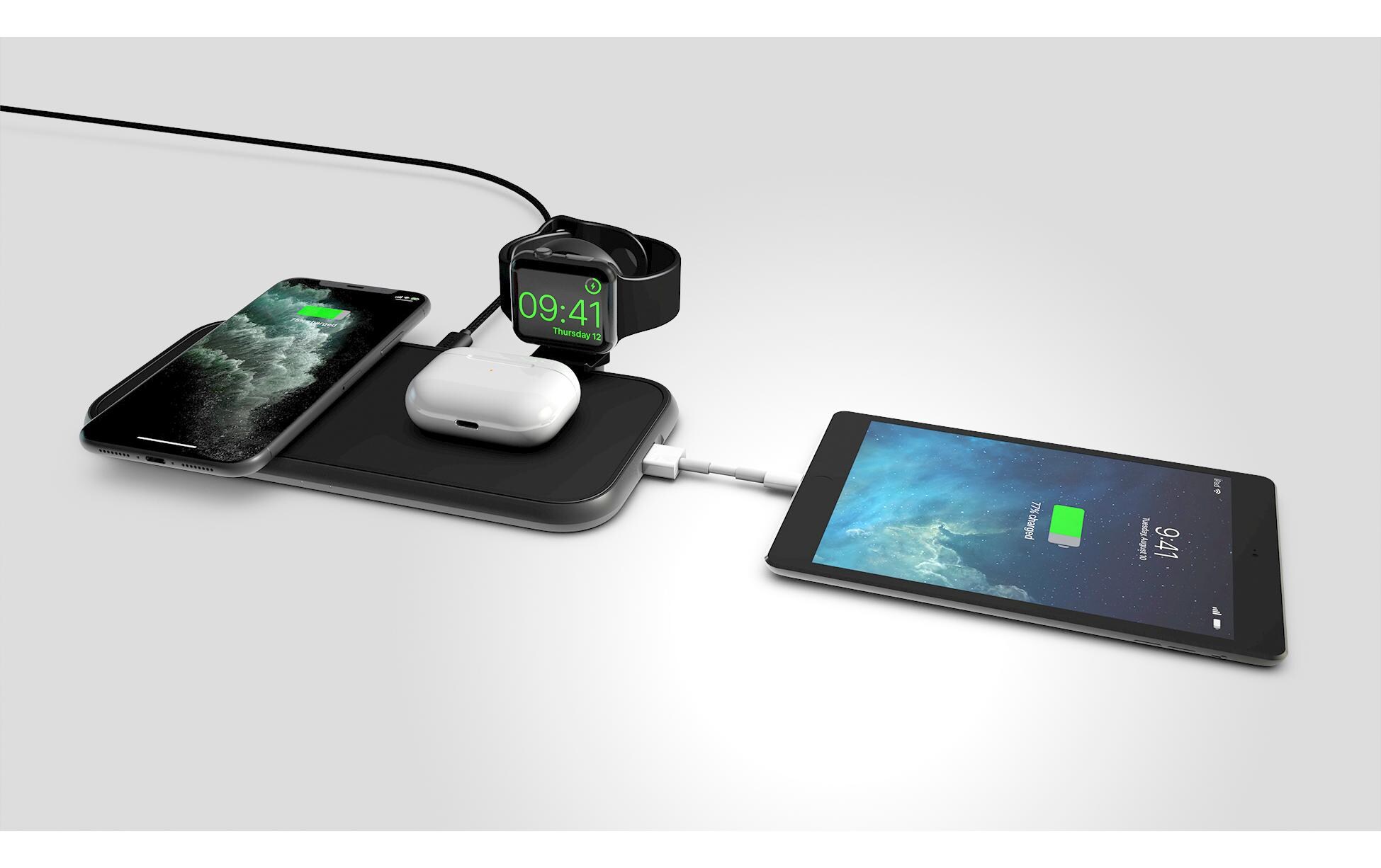 Wireless Charger 4-in-1 Qi/USB-A/Apple Watch<br>Wireless-Ladegerät für bis zu drei Phones und eine Apple Watch