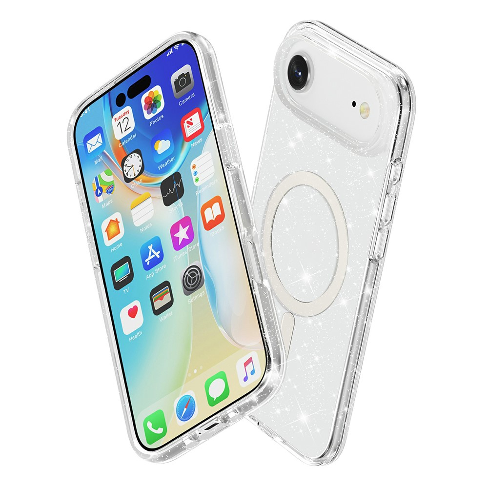iPhone Air MagSafe Hybrid Hardcase Schutzhülle im Glitzer Design - Silber / Transparent
