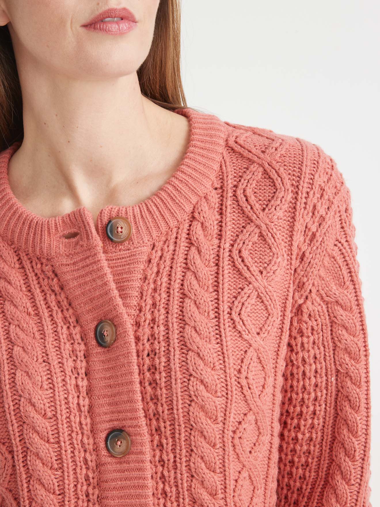 Cardigan torsadé col rond