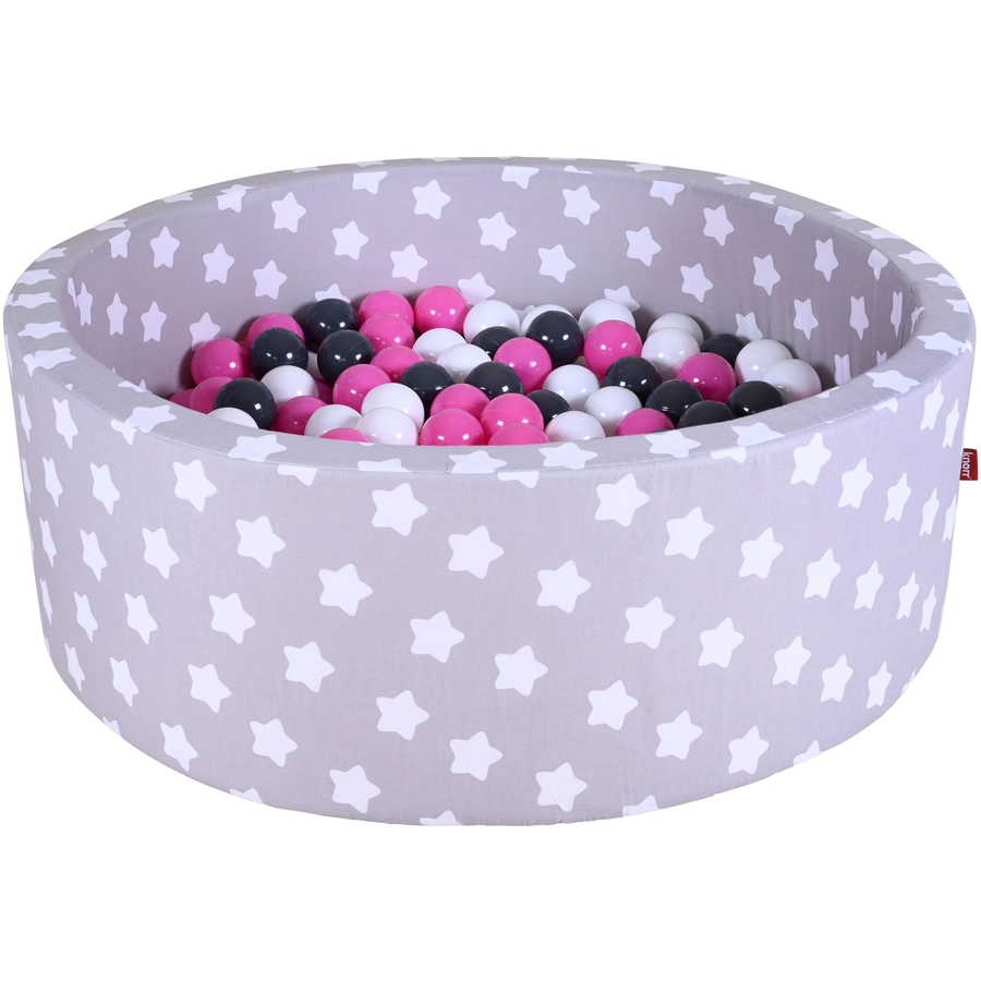 knorr toys® Bällebad soft - Grey white stars - 300 balls cremegreyrose grau