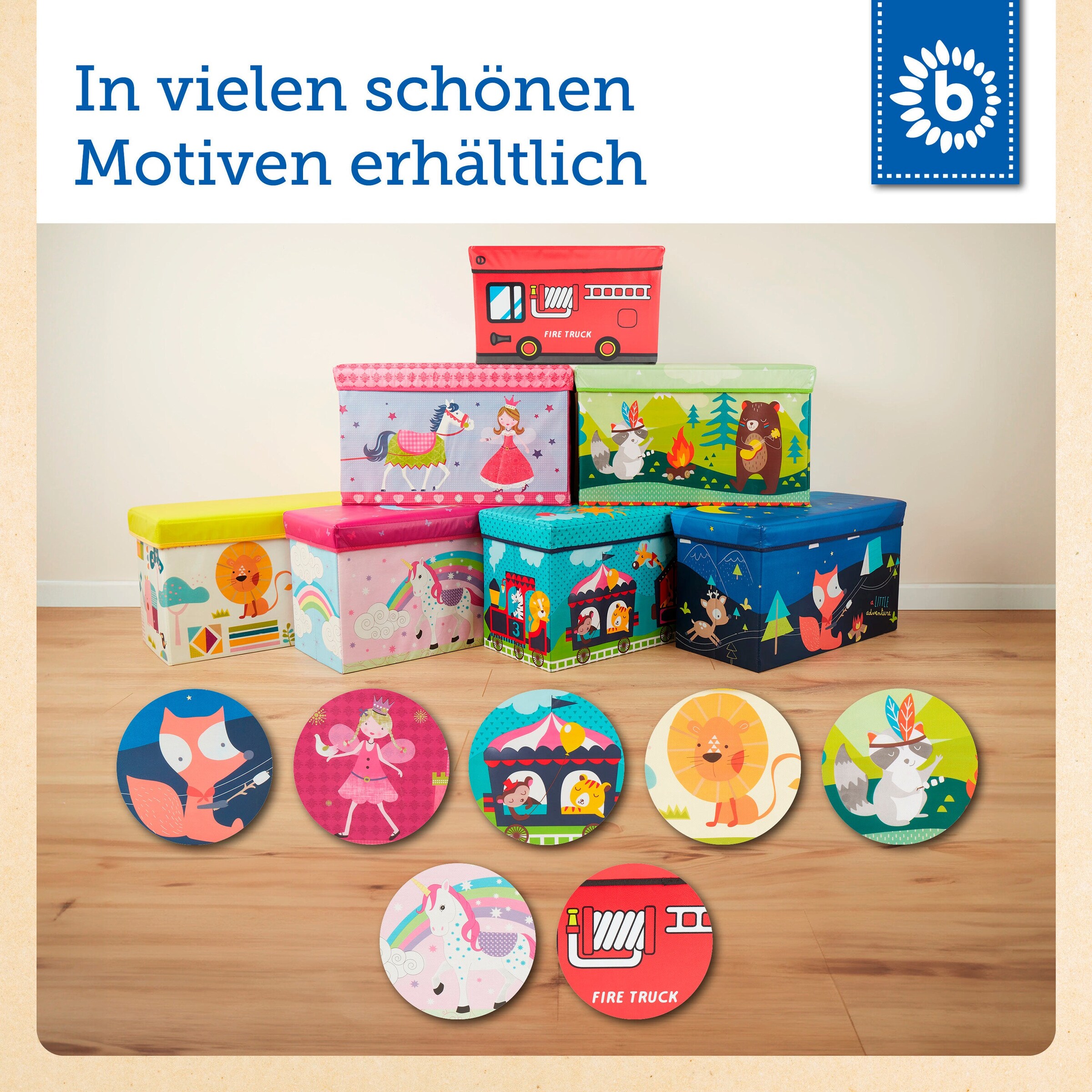 Bieco Aufbewahrungsbox mit Deckel Kinder Zirkus Mehrfarbig