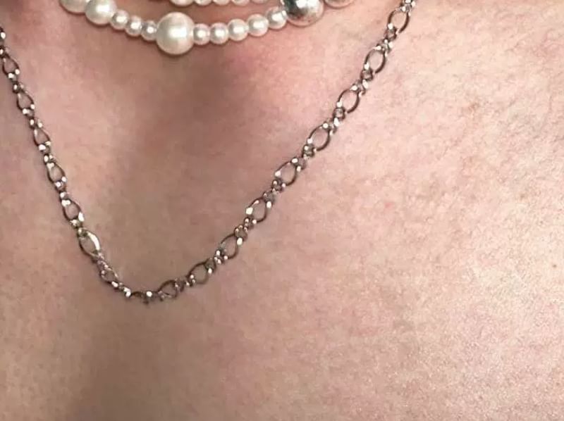 darcicon - Kruis imitatie parel gelaagde ketting / lange ketting
