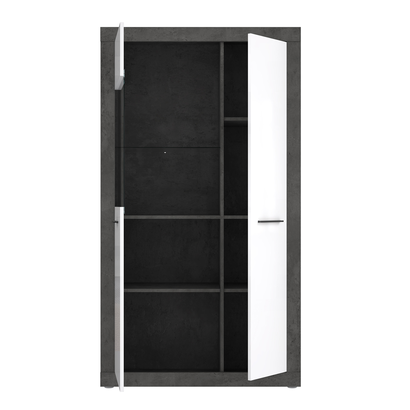 Highboardvitrine - Betonoptik - weiß - 168 cm hoch