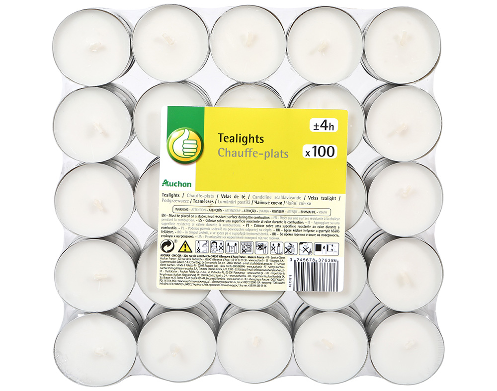 TEALIGHTS AUCHAN ESSENCIAL SET 100 BRC RAL 4H