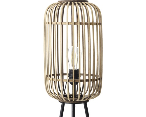 Driepotige staande lamp met één lamp, HxØ 130x45 cm, Woodrow naturel/bruin met voetschakelaar
