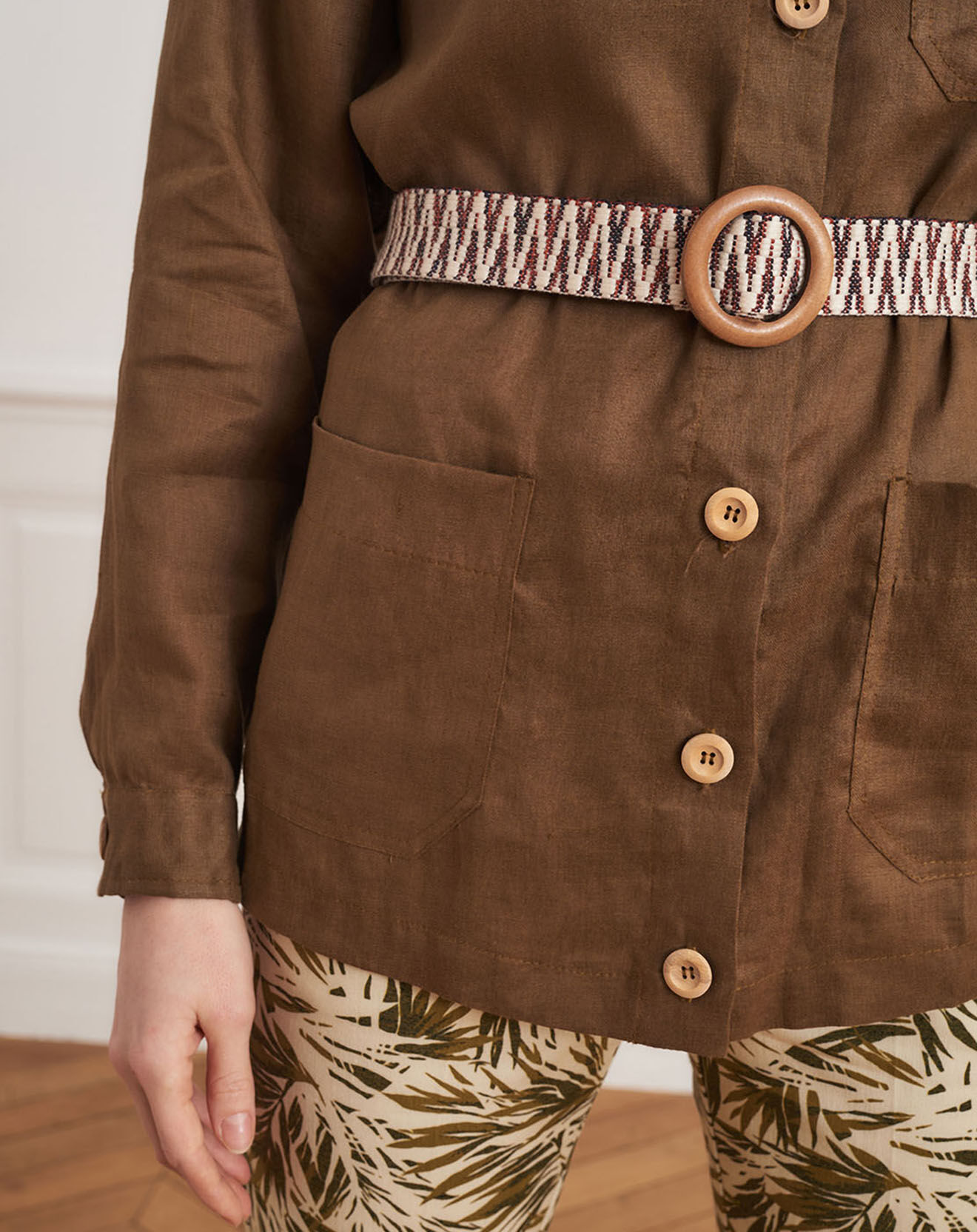 La Petite Francaise Veste 100% Lin Vera kaki