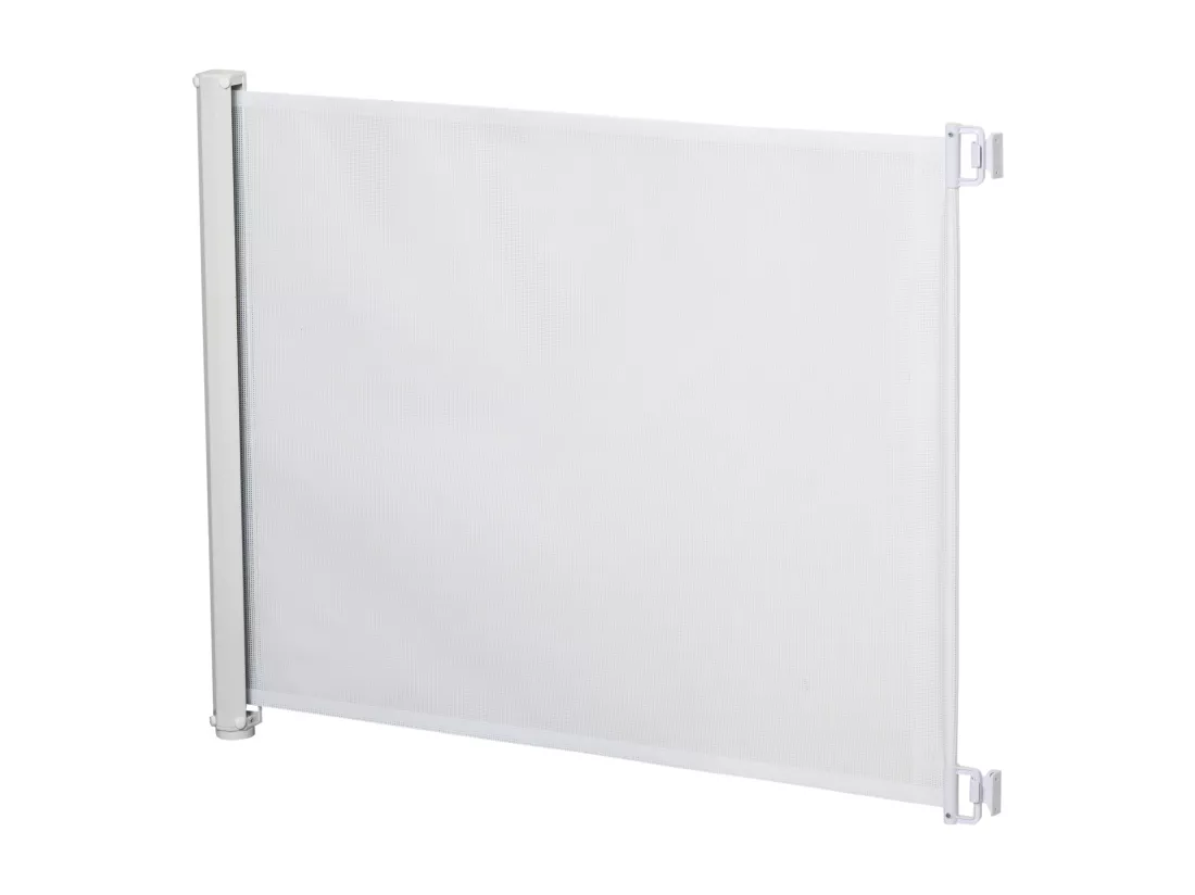 Barrière de sécurité barrière animaux rétractable automatique 1,15L x 0,83H m teslin métal blanc