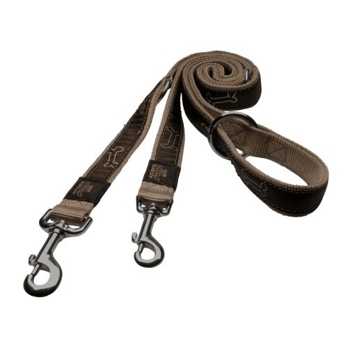 Guia dupla de nylon para patinete para cães, cor bronze.