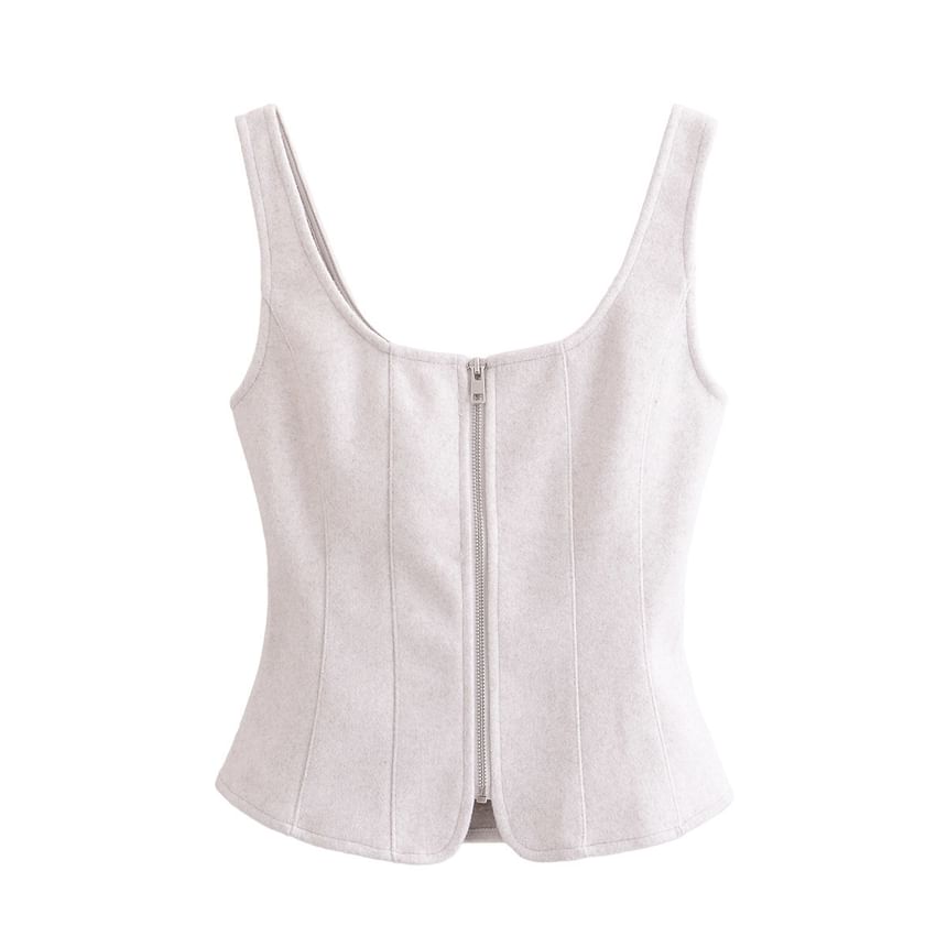 Avauntgardo - Effen crop top met ronde hals en rits