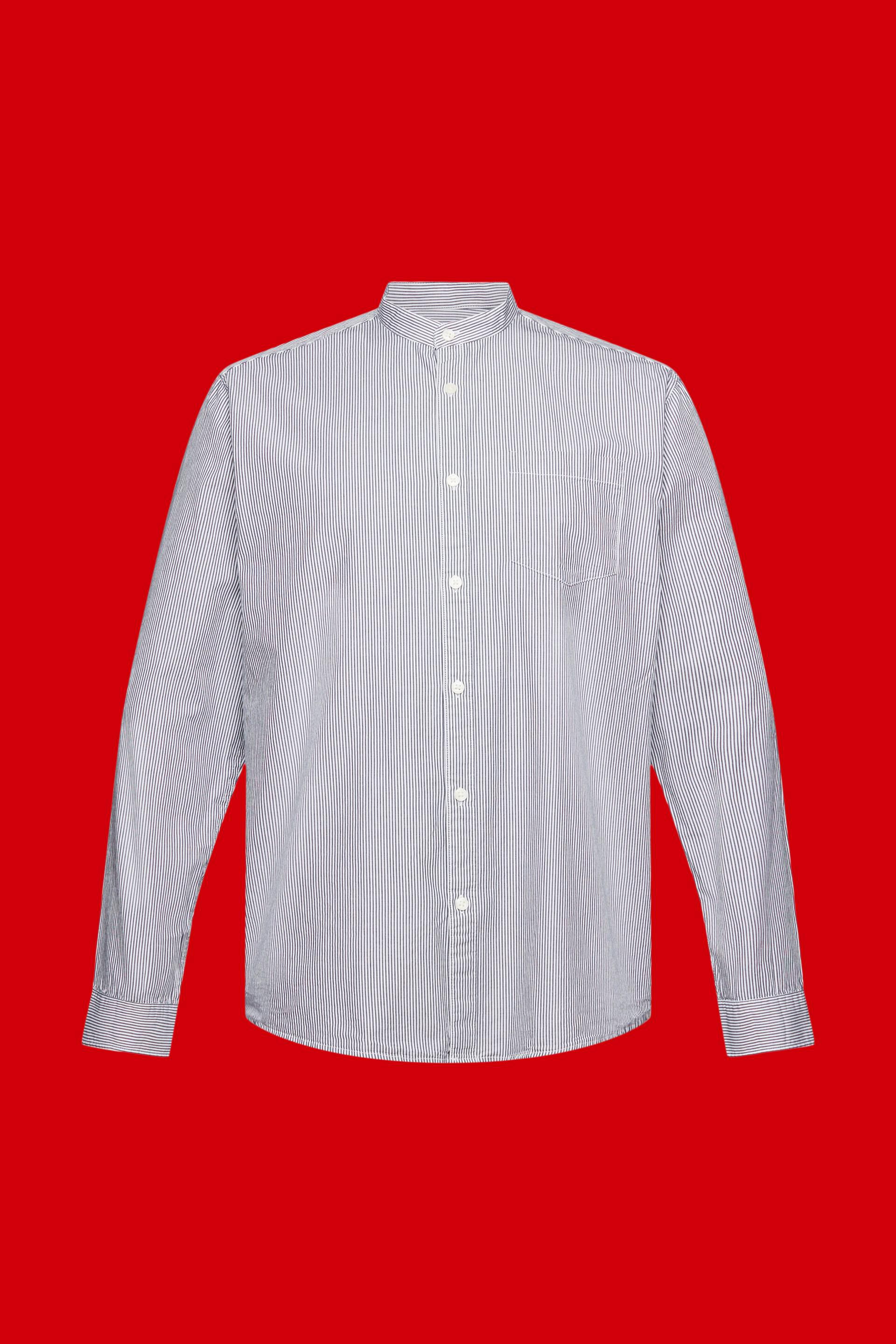 Chemise en coton à rayures tennis et col Mao