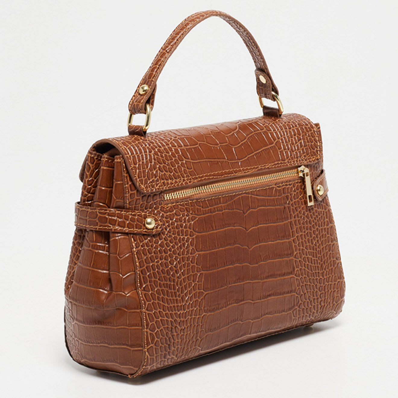 Christian Laurier Sac à main en Cuir croco Swan camel - 28x20x11 cm