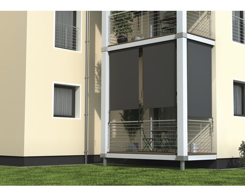 Verticale zonwering 1,40x2,5, doek effen antraciet, frame RAL 7022 umbragrijs