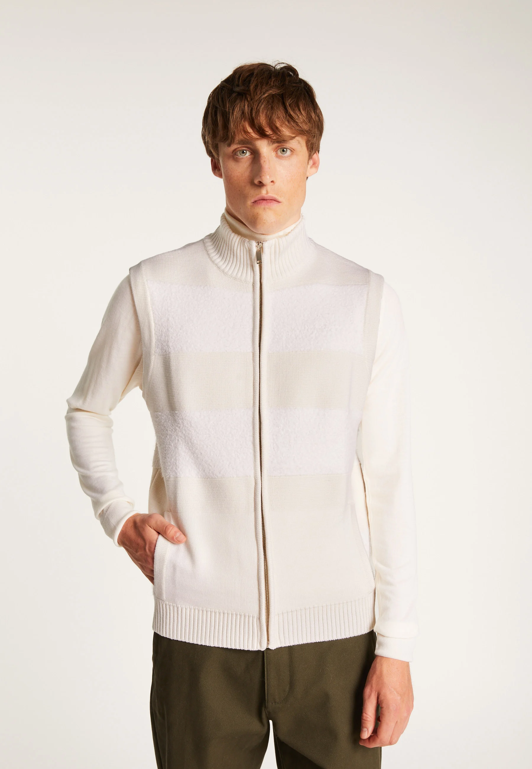 TEDDYAH24 - Veste sans manches en laine mérinos | Blanc