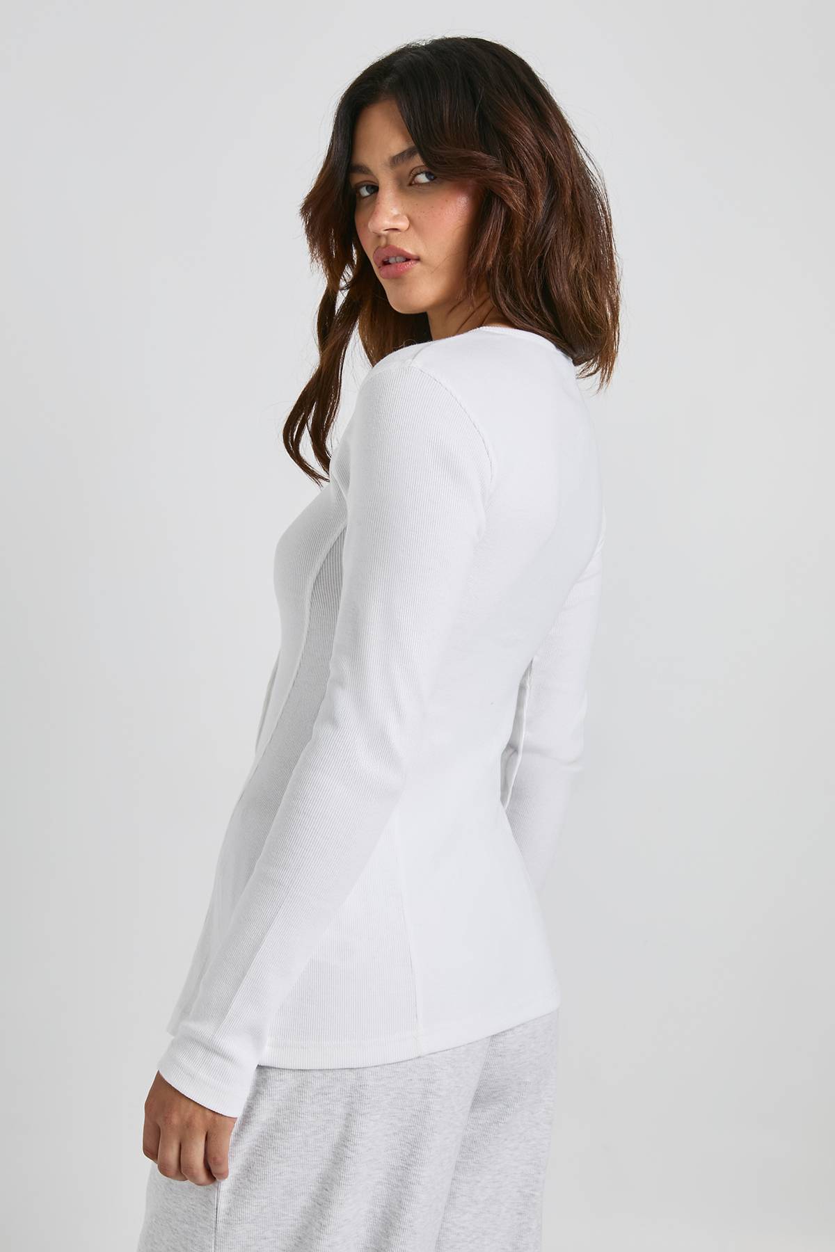 boohoo Haut long côtelé à boutons-pression sur le devant