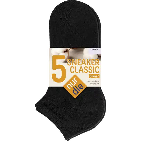 Damen Sneaker Socken Classic schwarz 5er Gr. 35-38