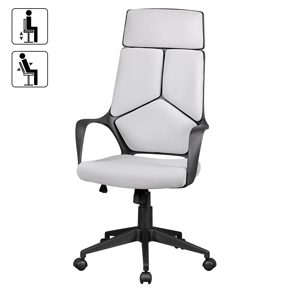 KADIMA DESIGN Ergonomischer Bürostuhl ZENTA mit atmungsaktiver Rückenlehne, Stoffelementen, Kunststoff-Armlehnen, max. 120 kg Belastung