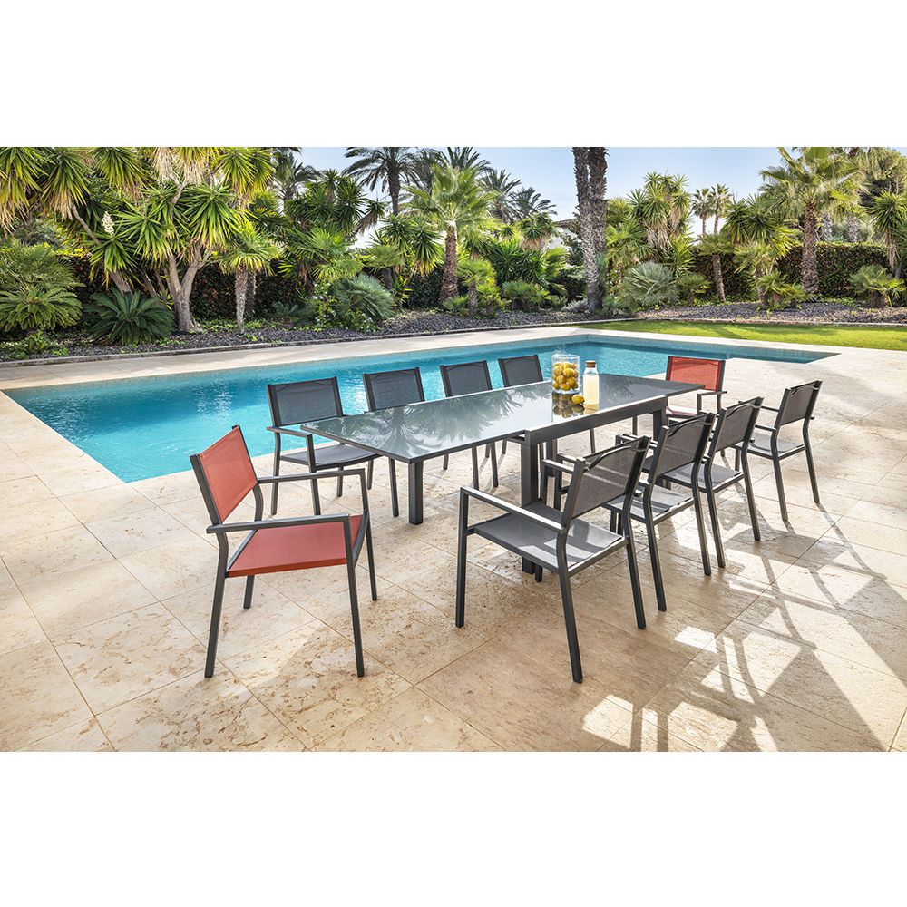 Fauteuil de jardin Oslow aluminium textilène gris 59x55,5xH.86 cm