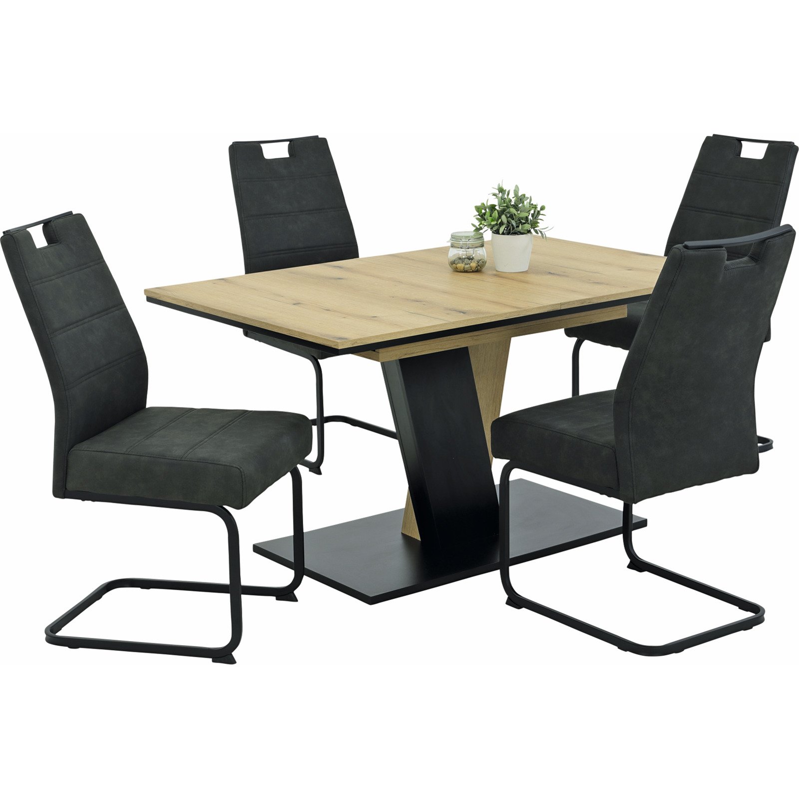 Tisch Lucy Dekor Eiche Evoke schwarz 140/180 x 76 x 90 cm