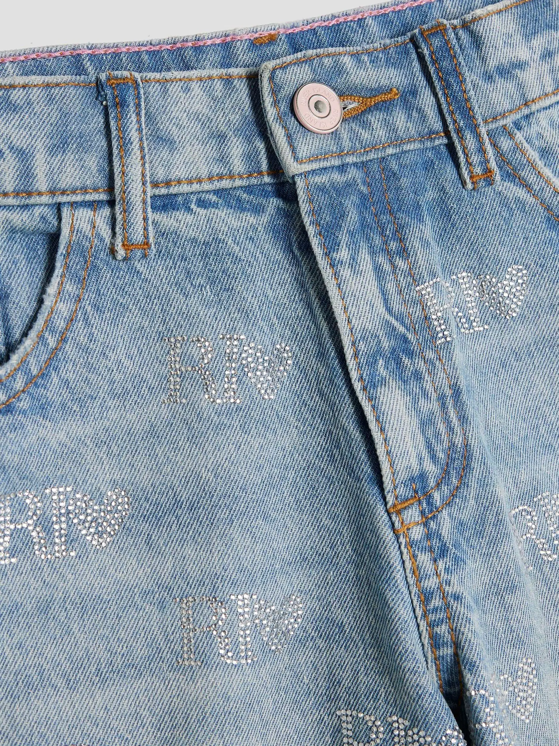 River Island Girls Hotfix Logo Jeans