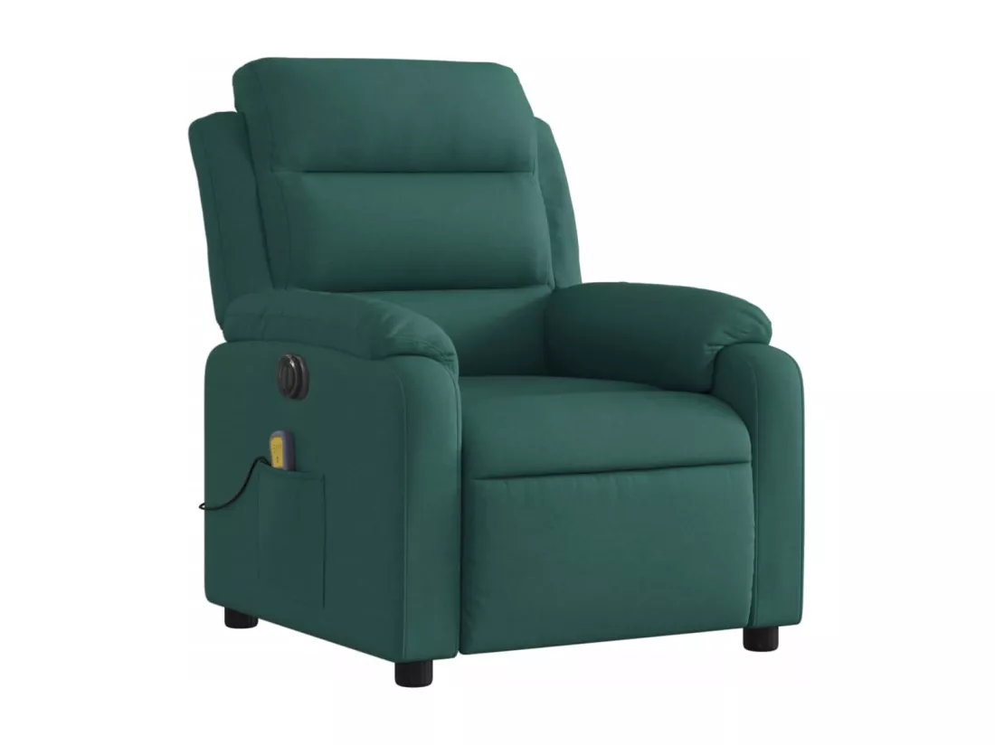 Fauteuil massant inclinable électrique Vert foncé Tissu