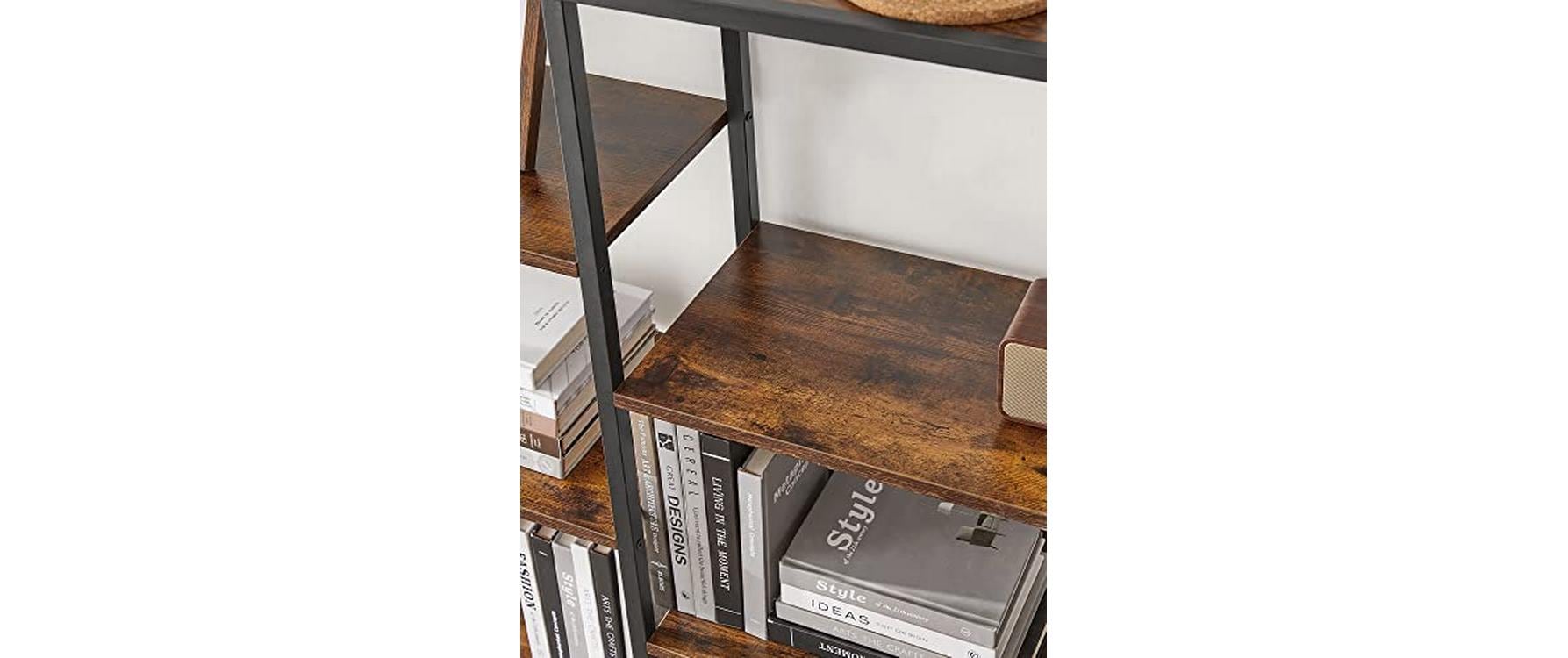 Regal mit 10 Ebenen 100 x 30 x 17 cm, Braun/Schwarz<br>Bücherregal