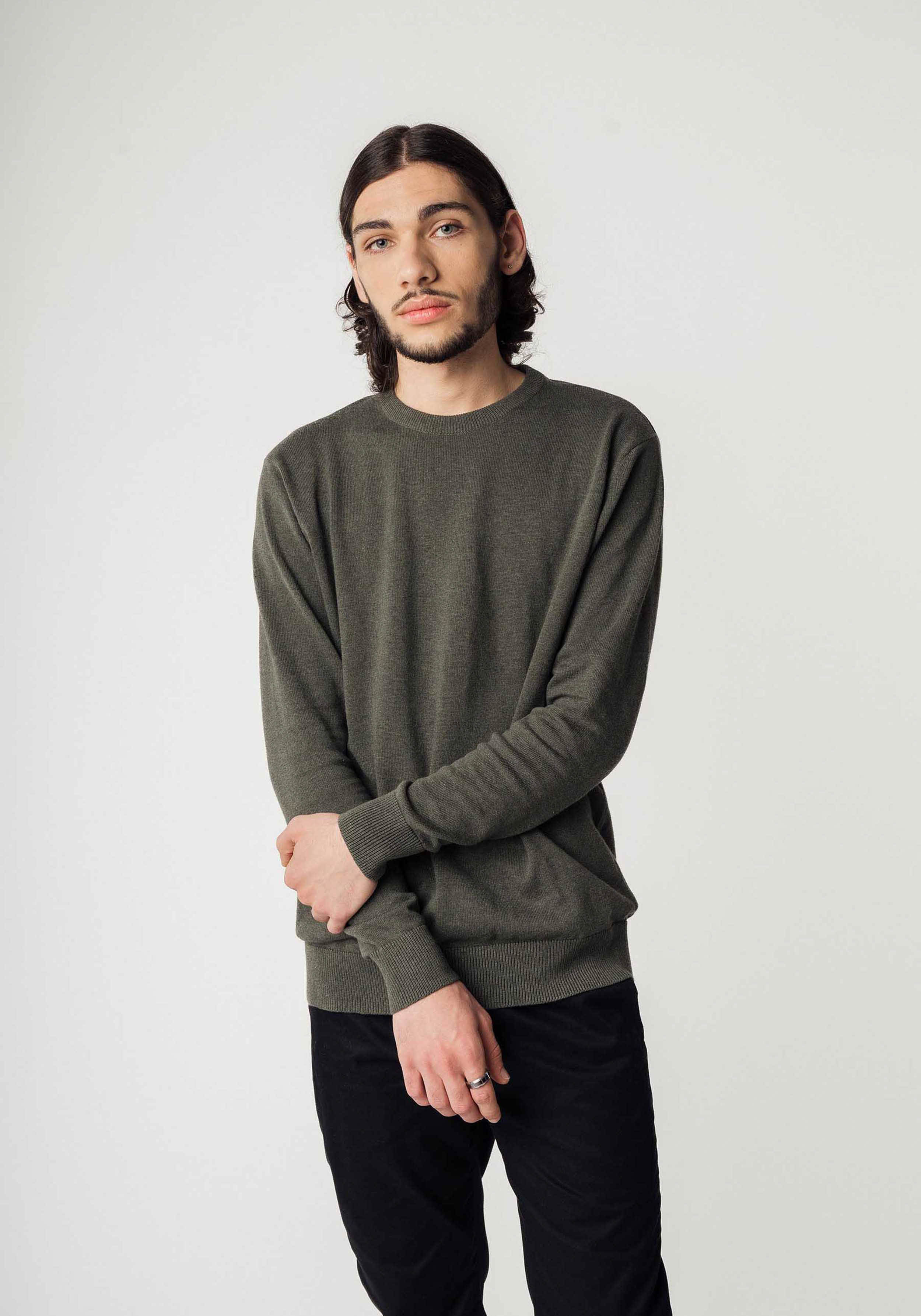 Mela Feinstrickpullover Himal Grün Melange