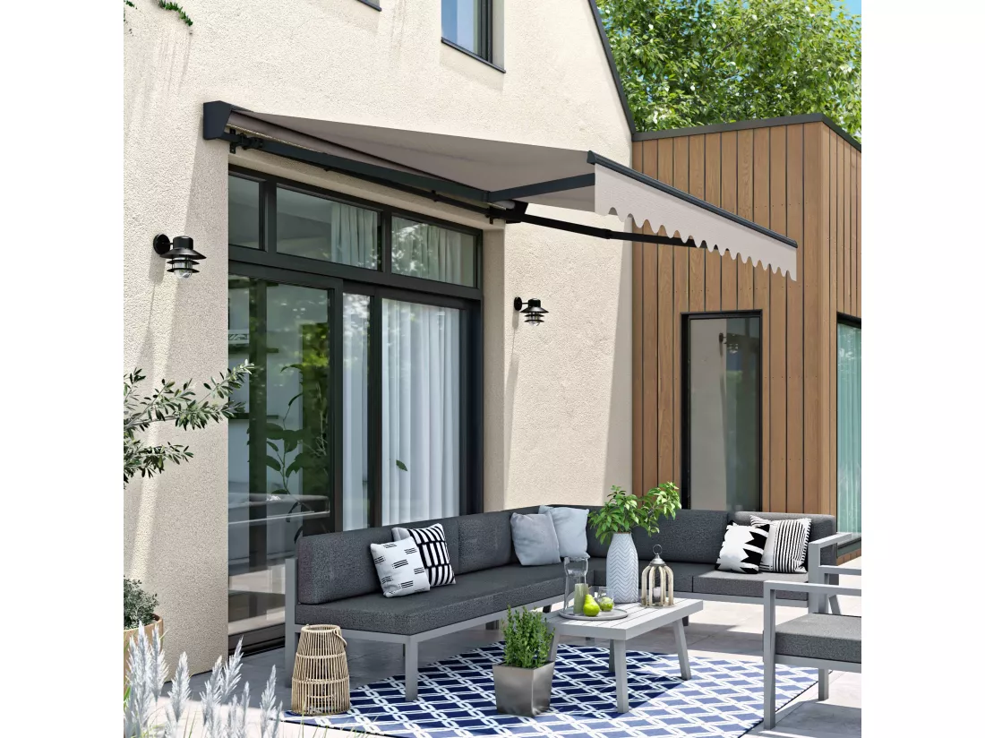 Store banne semi-intégral 3x2,5m en aluminium taupe