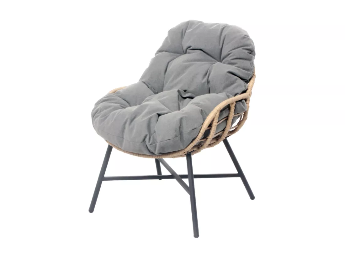 Salon de jardin 4 places canapé + fauteuils gris foncé EVORA