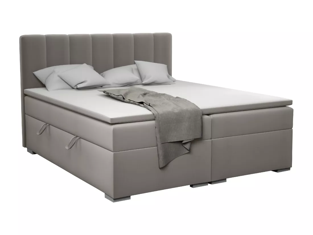 LIT BOXSPRING avec surmatelas Monaco 140x200 cm, gris (Soft 29)