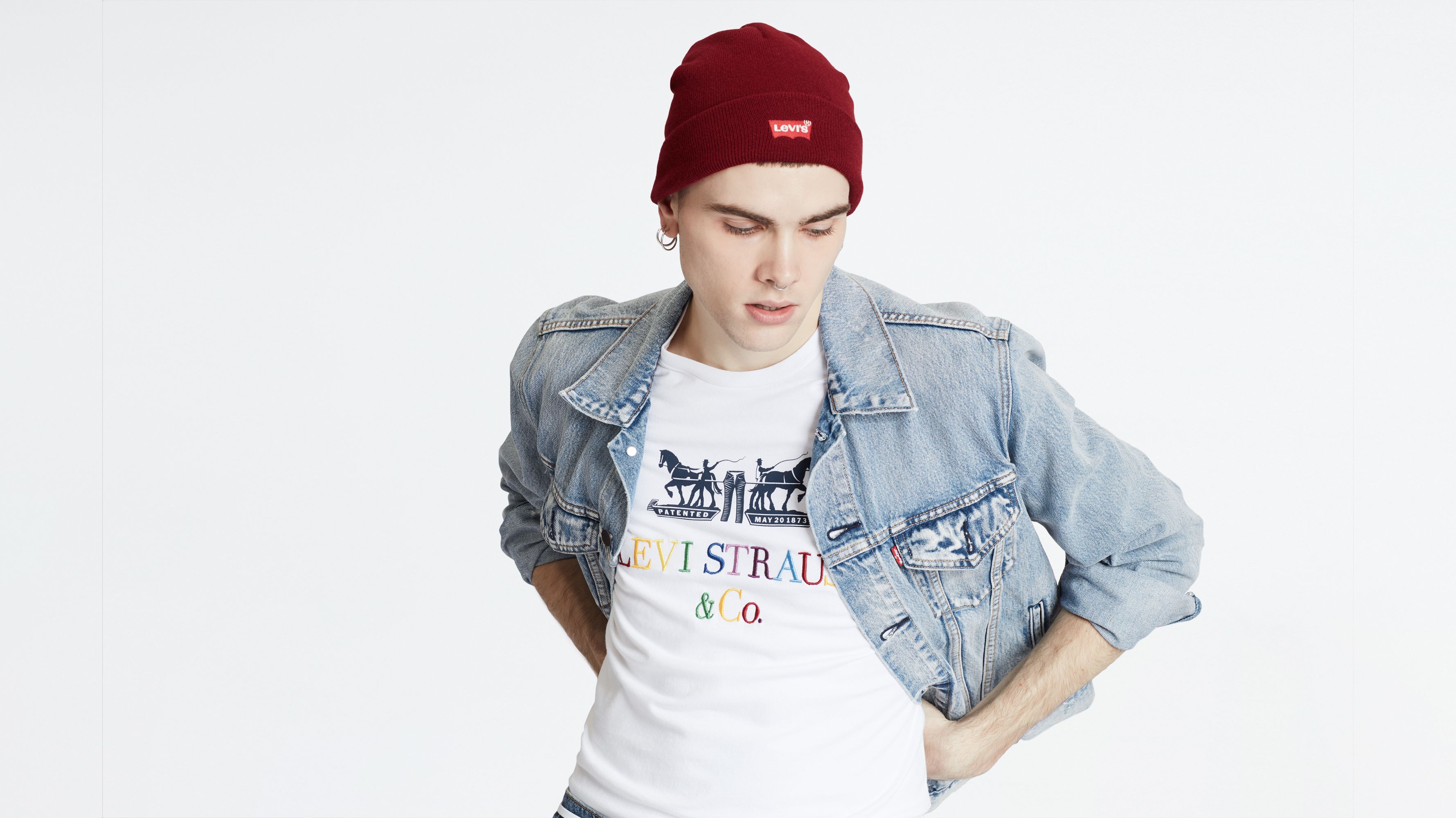 Bonnet souple brodé logo Levi's® - Dark Bordeaux - Rouge