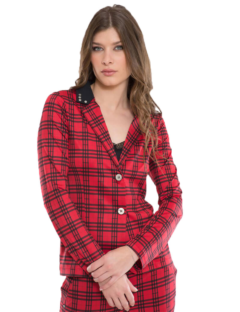 HBT PALACE - SHIRLEY BLAZER COURT PRINT TARTAN RED