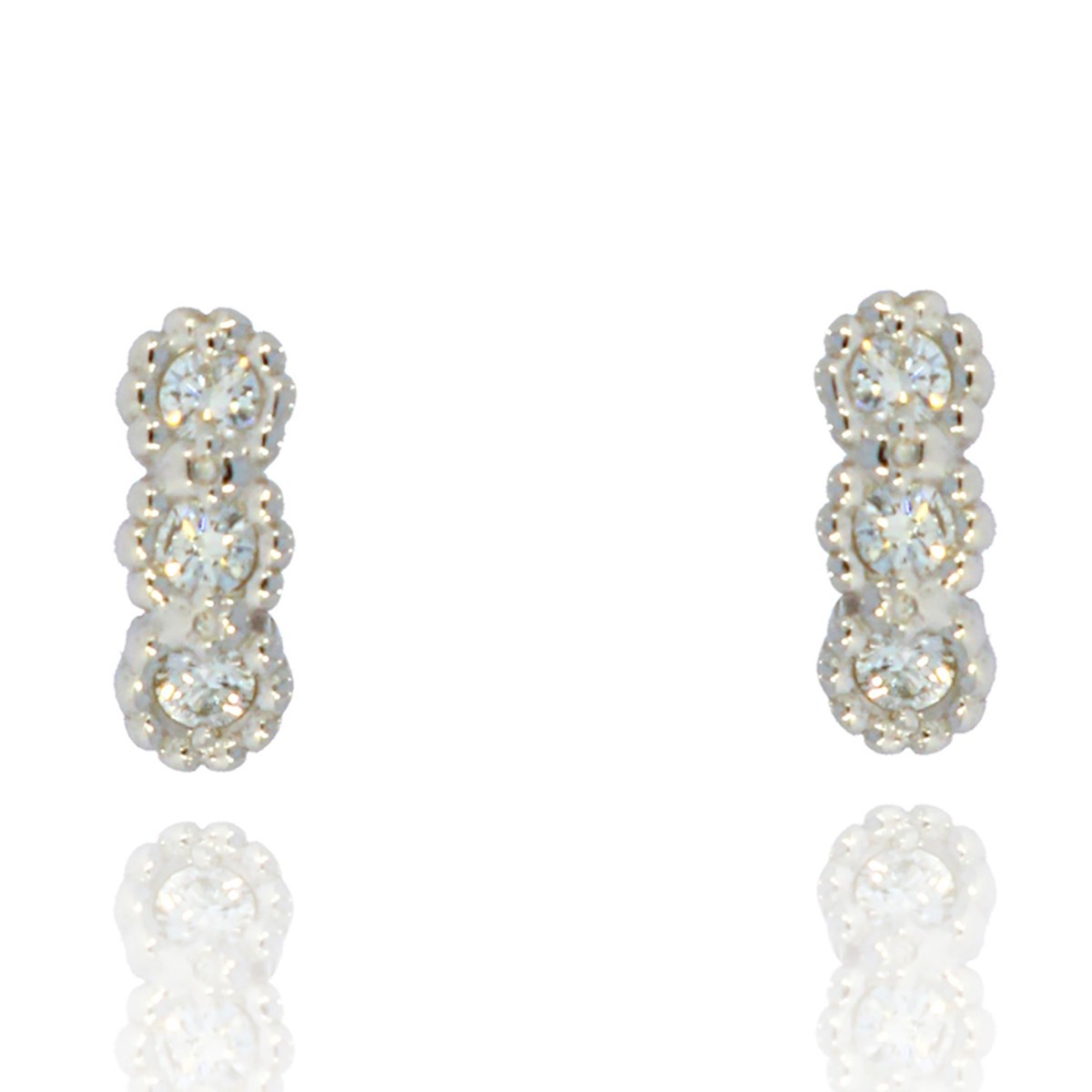 Boucles d'oreilles Brillaxis or trilogie diamant