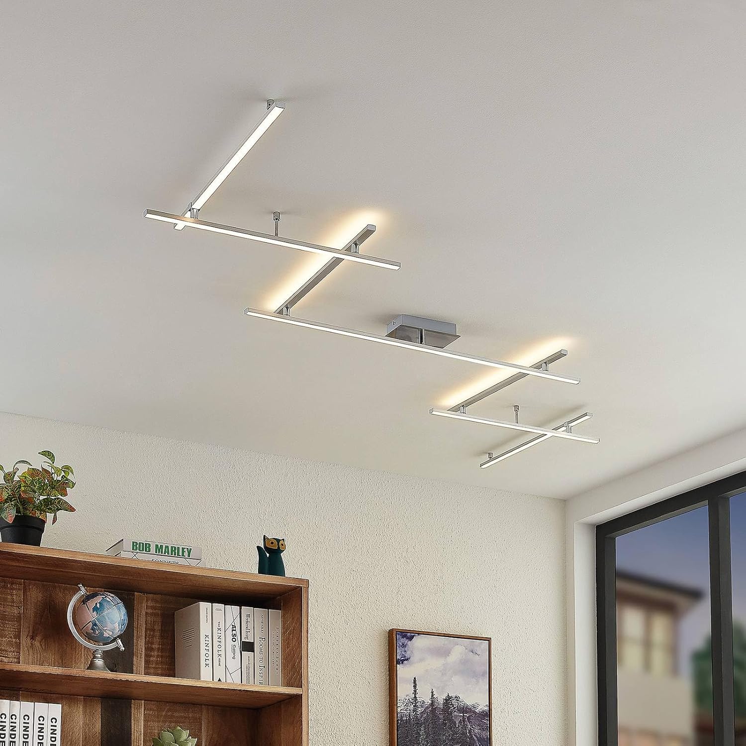 Lindby LED Deckenleuchte Kerem dimmbar (Modern) in Alu aus Metall (1 flammig,) - Lampe Deckenlampe Wohnzimmerleuchte