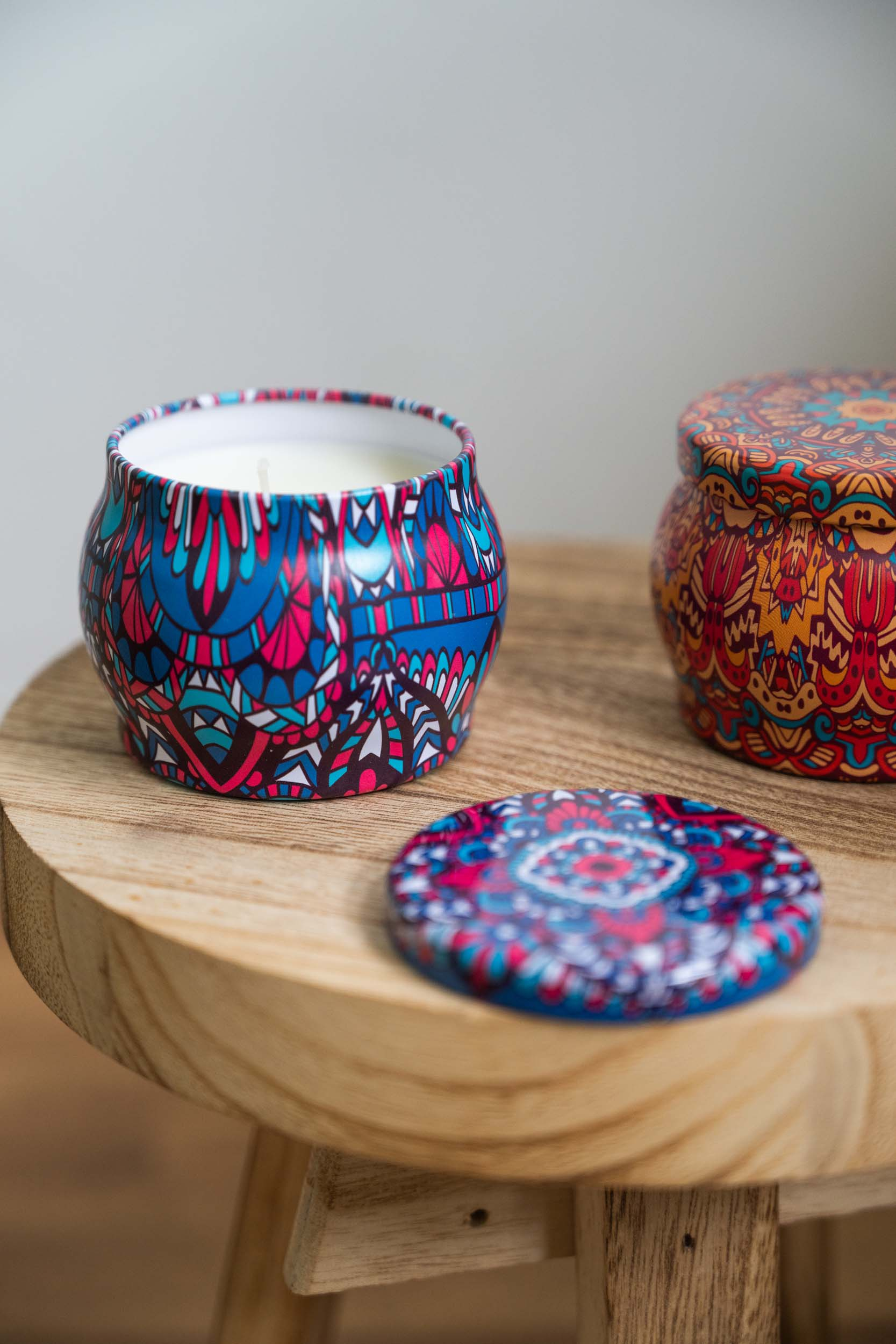 (4er Set) Duft Kerzen Aromatherapie Sojawachs Kerzen im Geschenk Set - Mandala Design