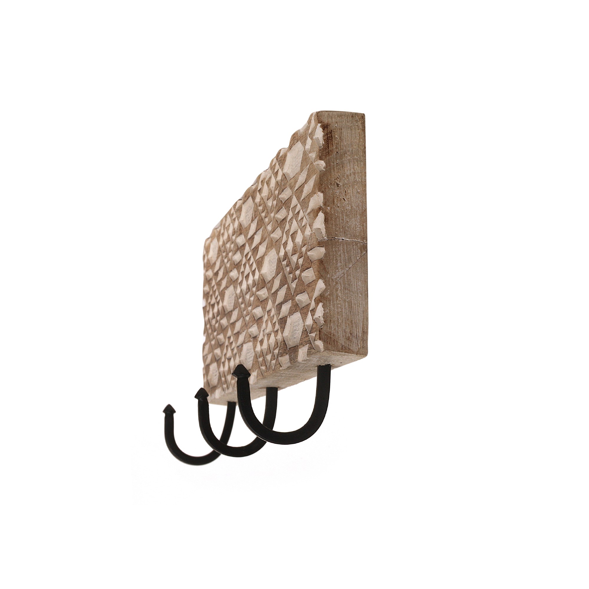 3er Wandhaken 'Paitarn', Mangoholz, B 38 cm, H 11 cm, T 2 cm von fischer's lagerhaus