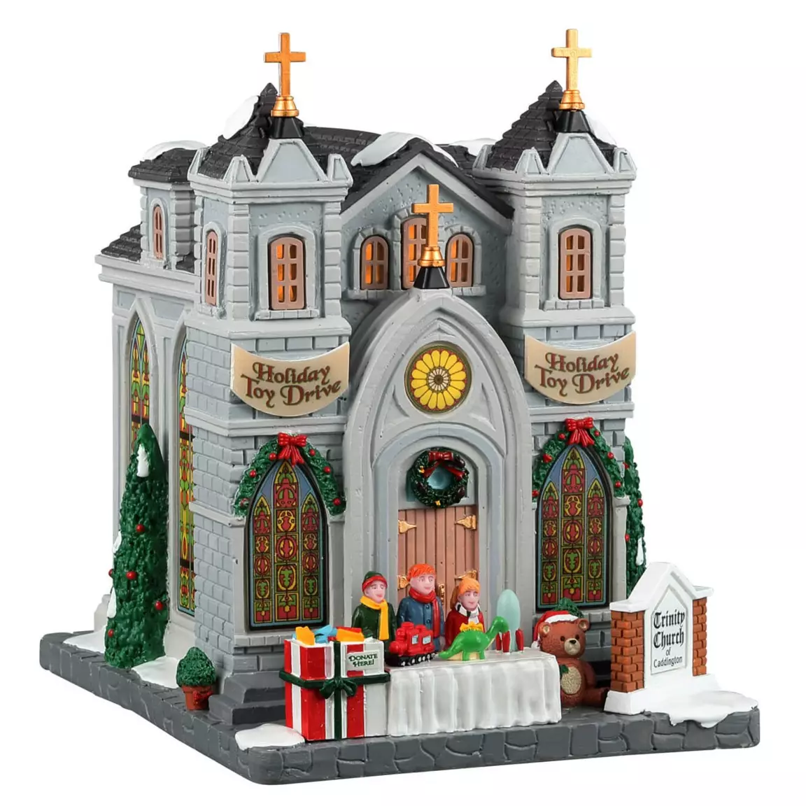 Village de Noël Lemax à piles lumineux Eglise de la trinité de Caddington