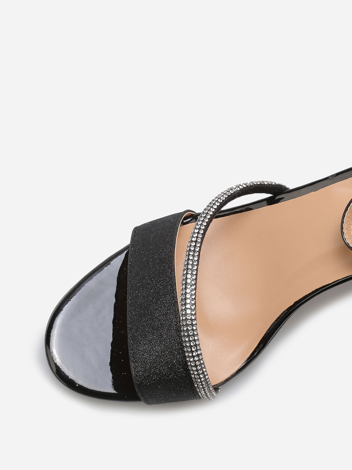 Sandales pailletées avec bride à strass- Noir