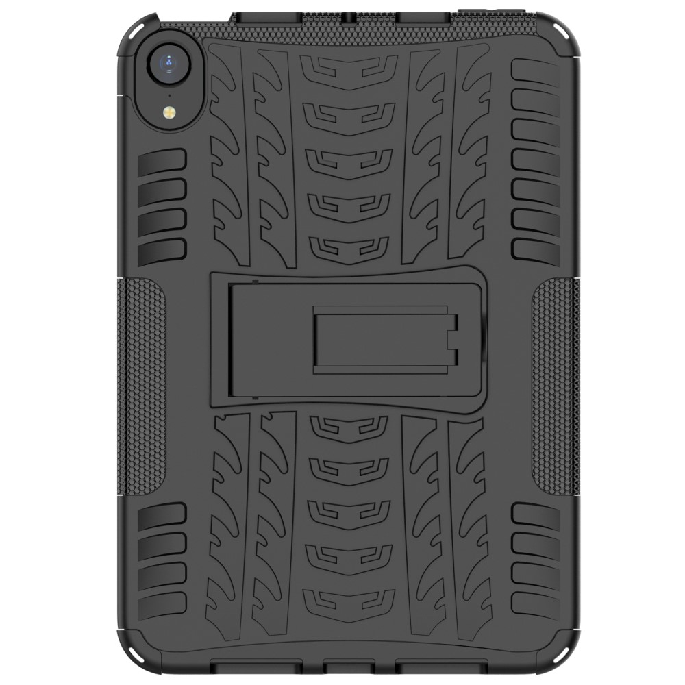 iPad Mini 7 (2024) / Mini 6 (2021) Hybrid Outdoor Gummi Case Hülle mit Aufsteller - Schwarz