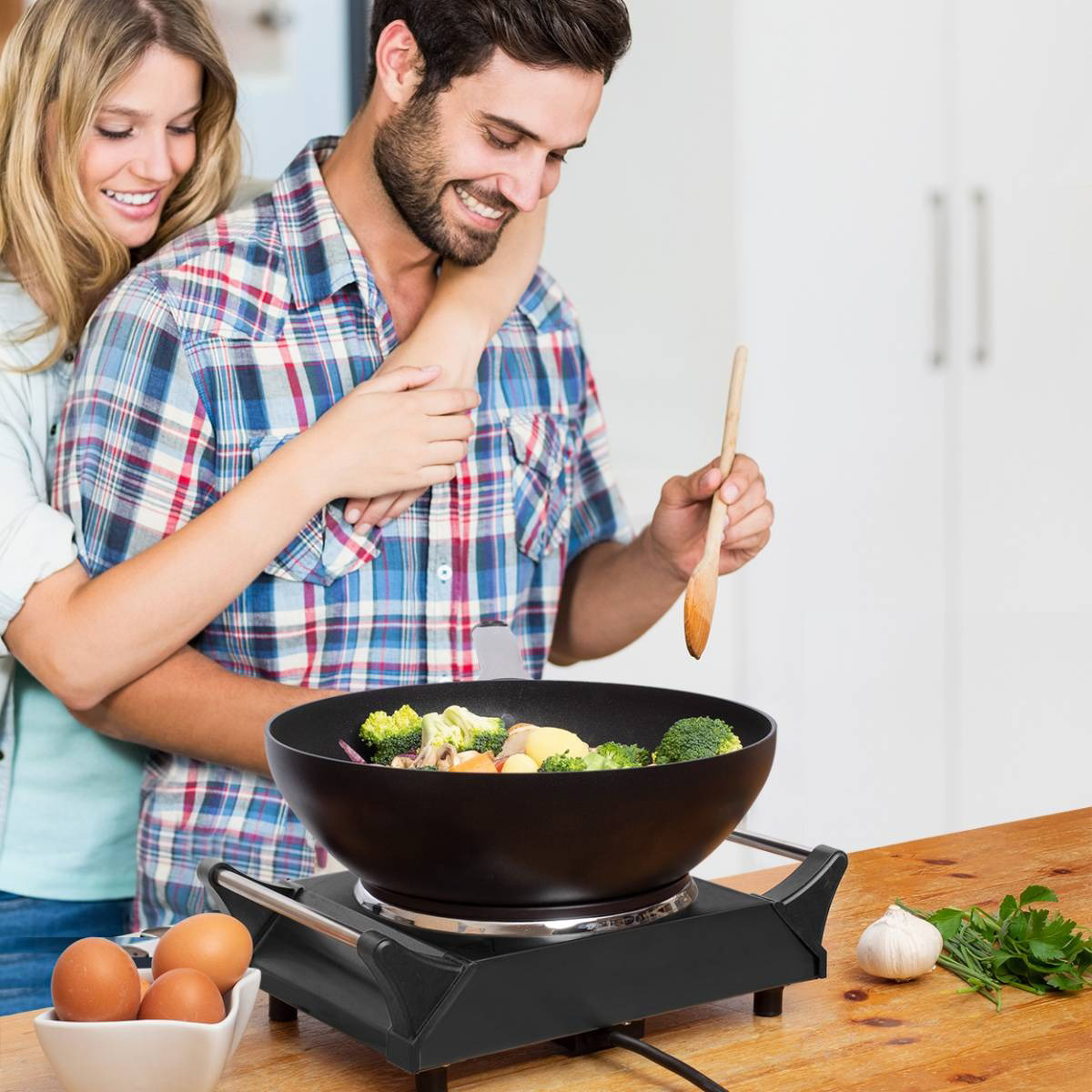 KitchenBrothers 1-pits elektrische Kookplaat - Black
