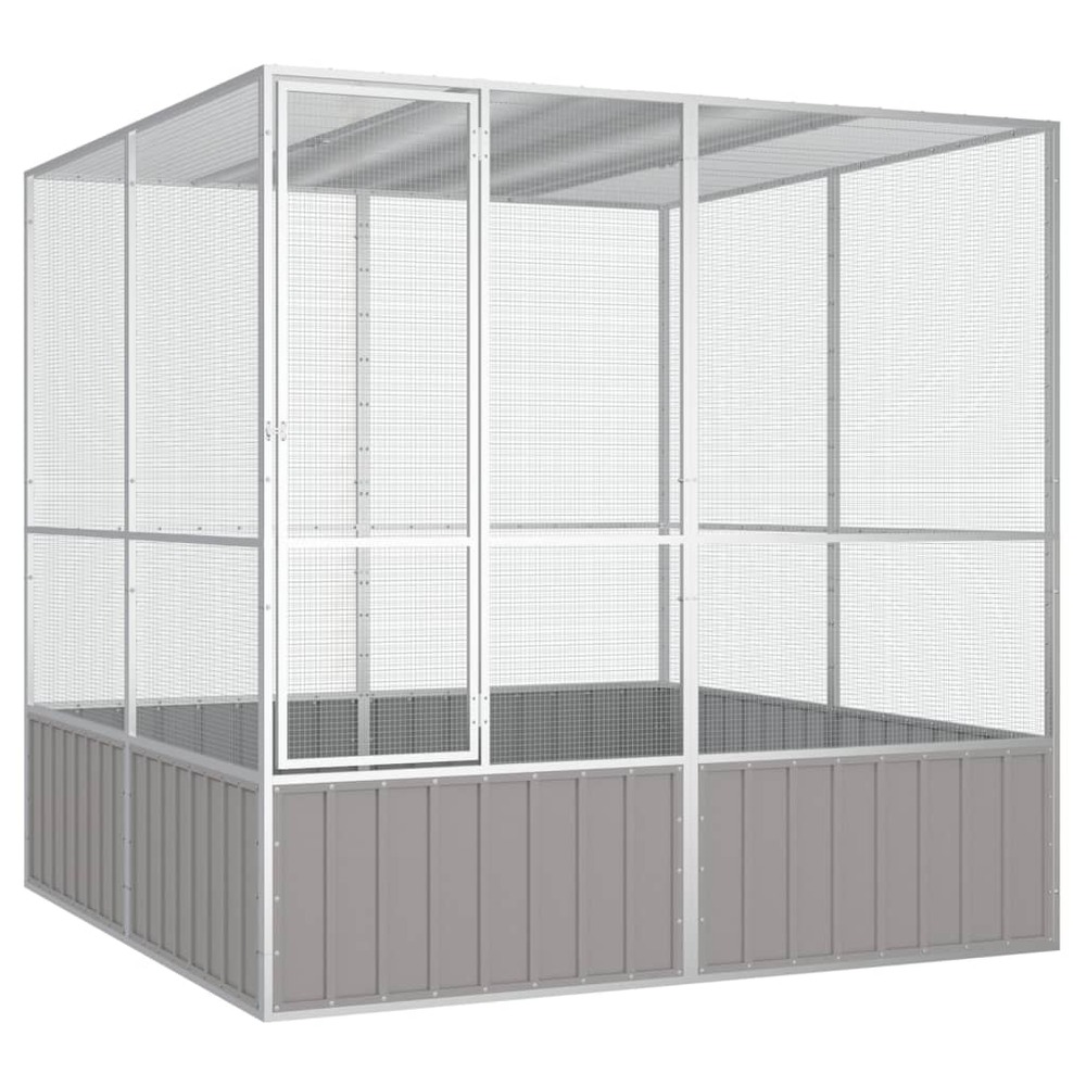 Cage à oiseaux gris 213,5x217,5x211,5 cm acier galvanisé