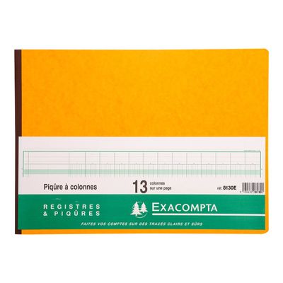 Exacompta - Piqûre comptable - 13 colonnes par page - 28 x 38 cm - 80 pages