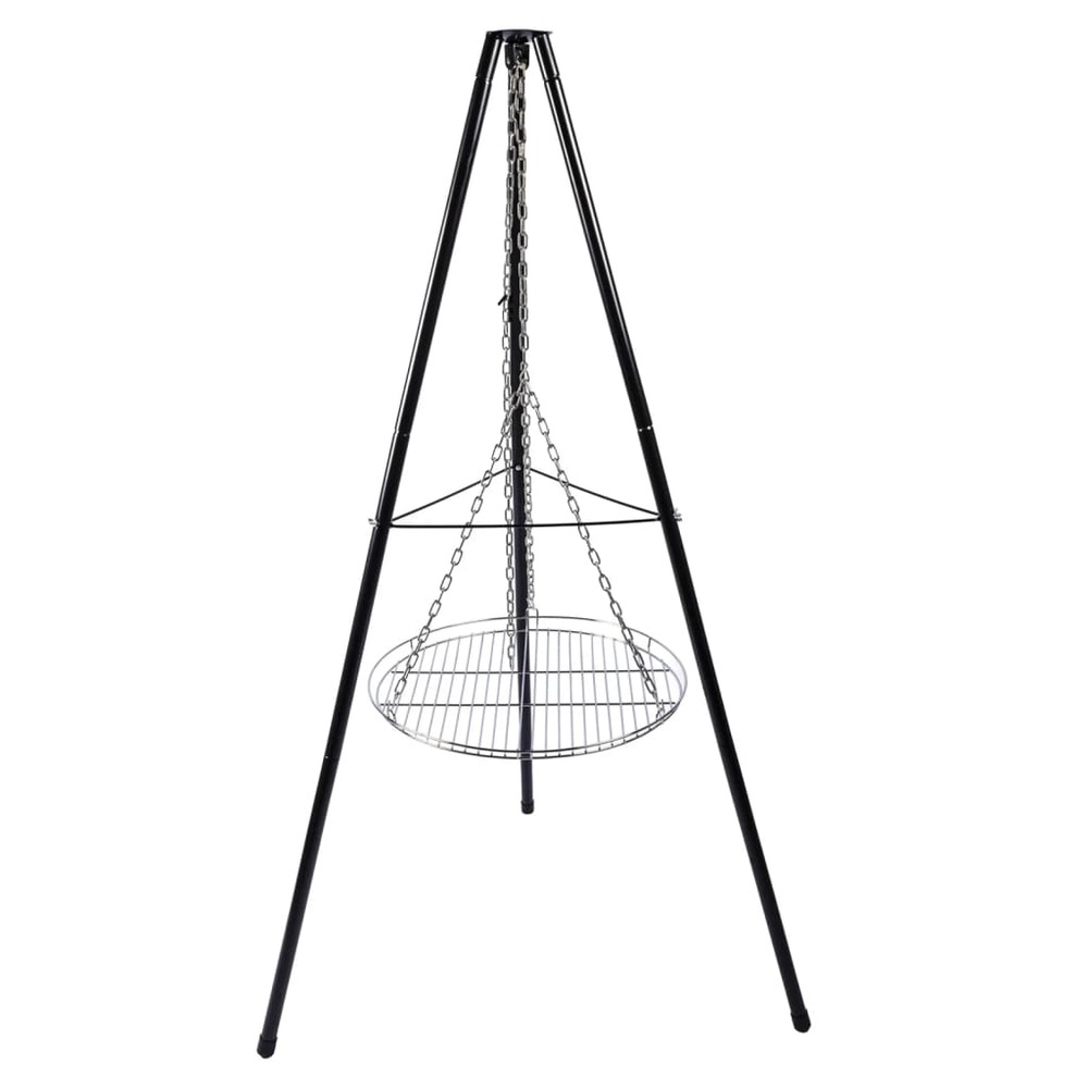Barbecue de jardin avec trépied et bol à feu 50 cm noir