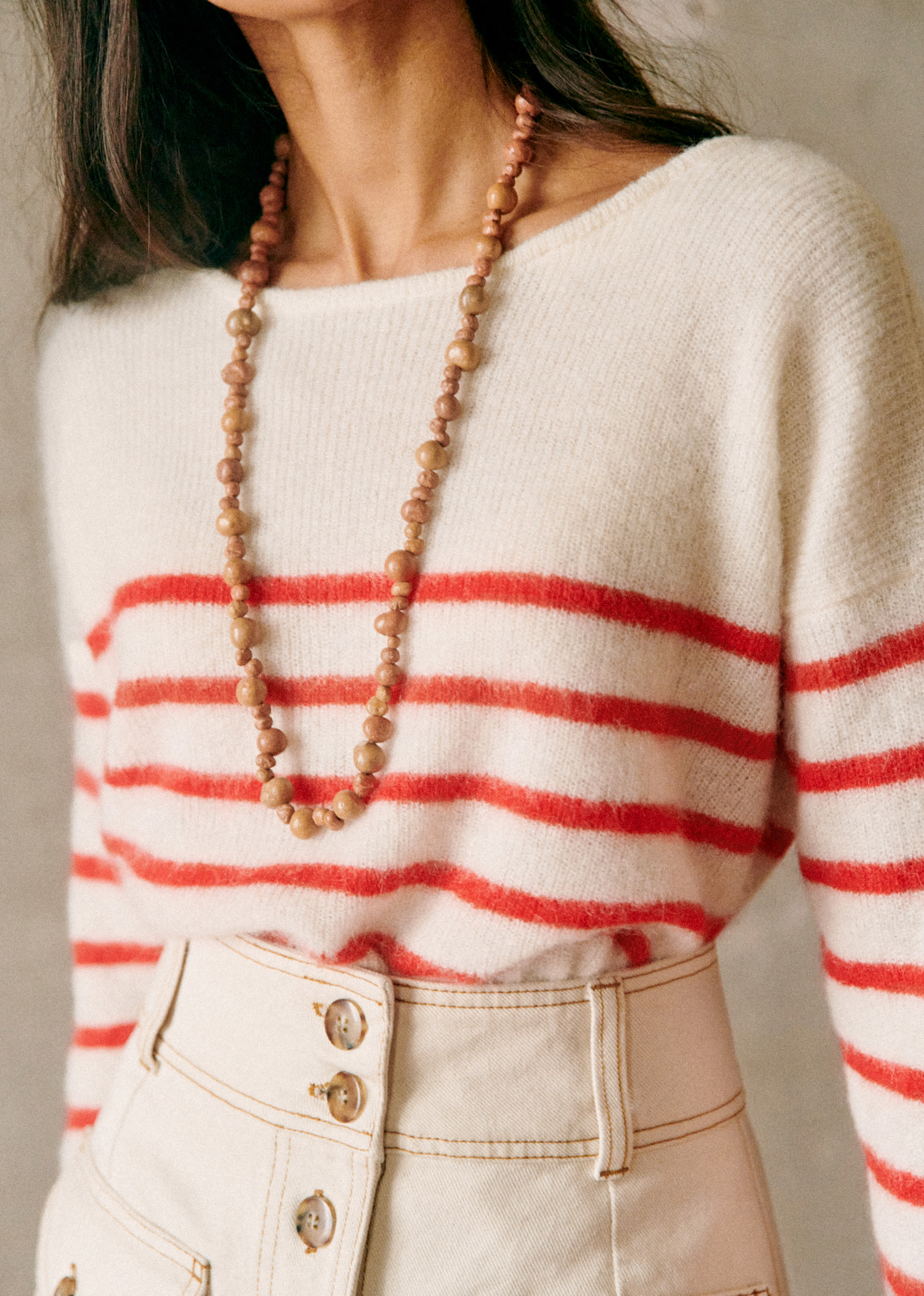 Gilet Gaspard - Ecru / Rouge - E-SHOP/MAILLE 5905477