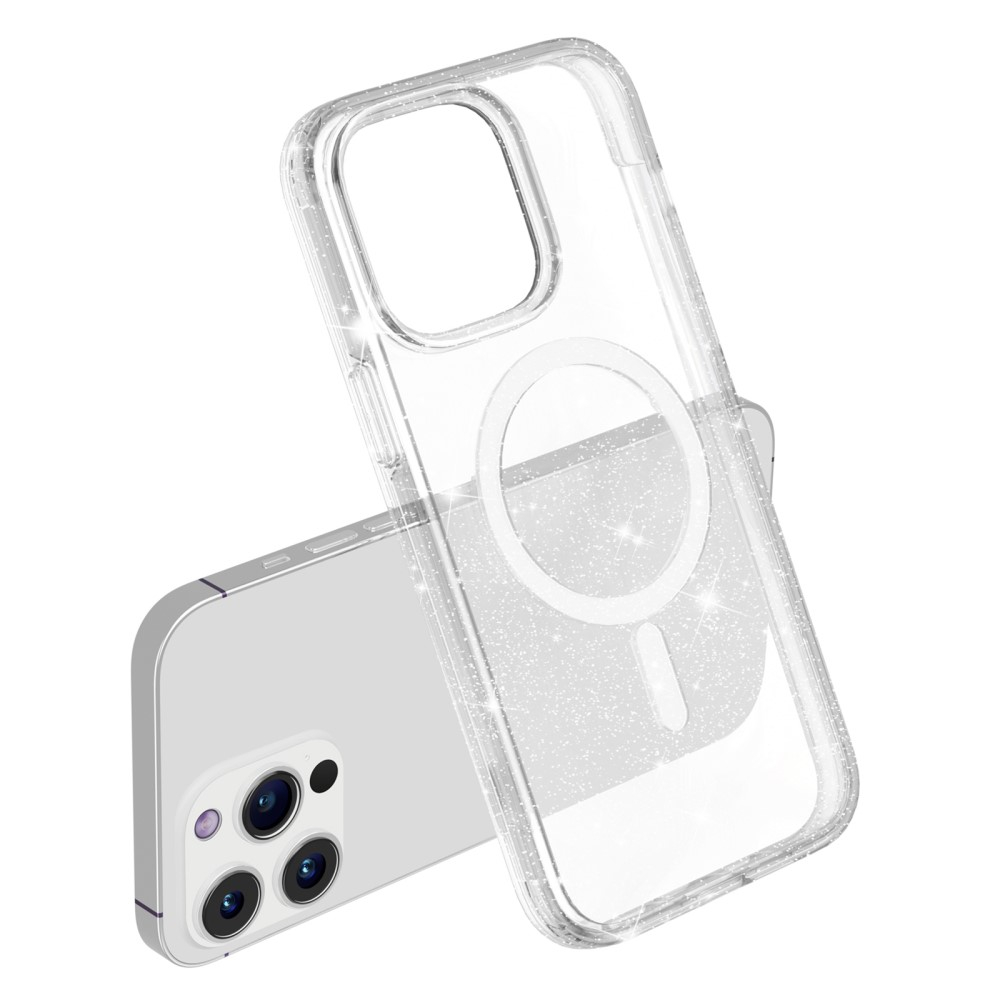 iPhone 15 Pro Max MagSafe Hybrid Hardcase Hülle mit TPU Bumper Glitzer Design - Transparent