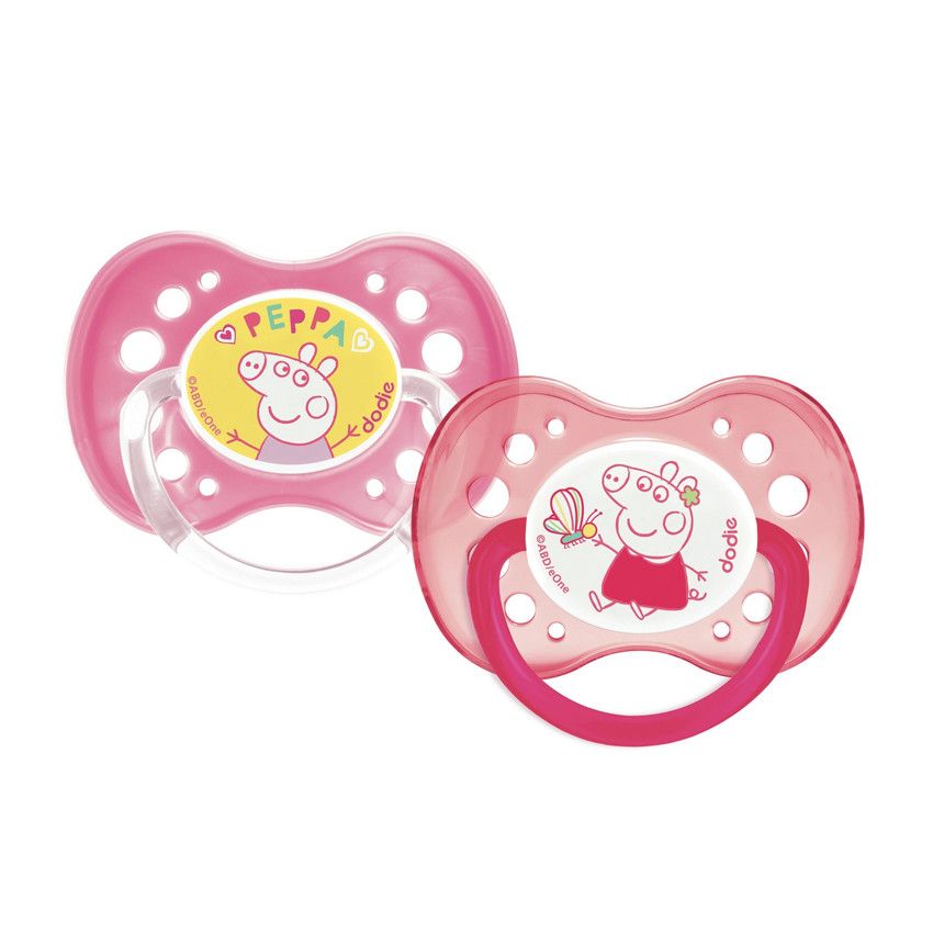 Lot de 2 sucettes anatomiques en silicone +18 mois - Peppa Pig - Ecru